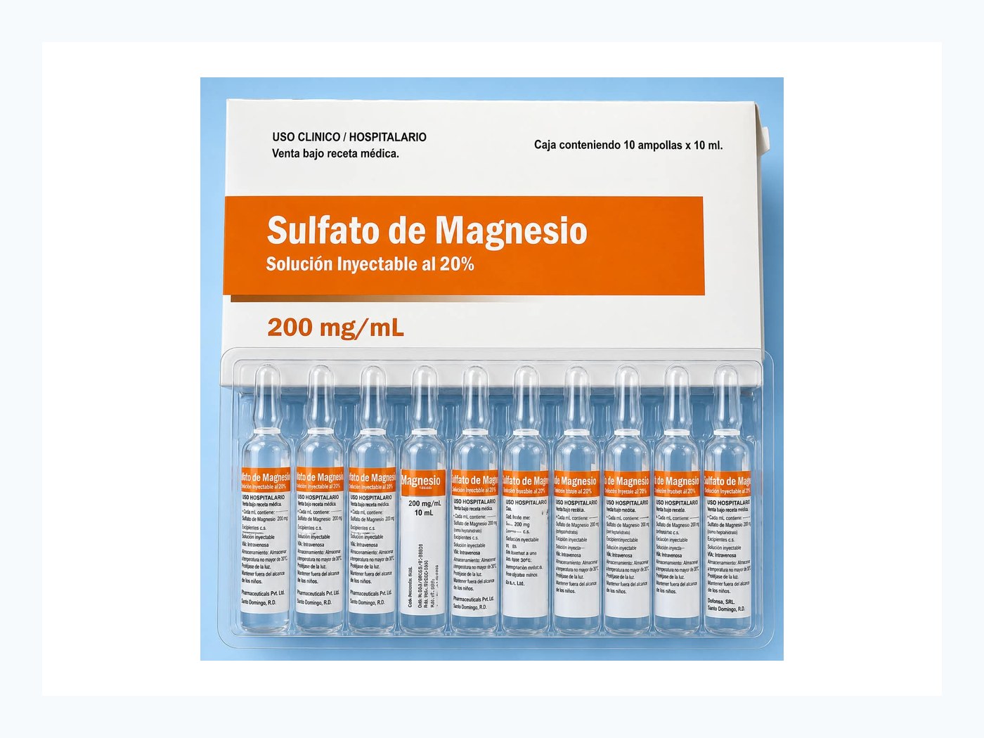 Sulfato de magnesio — Solución inyectable al 20% · 200 mg/mL